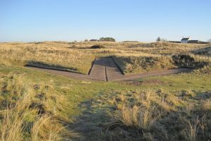 The arrow on the dunes at Mawbray The Fresh and the Salt - Ann Lingard, UK